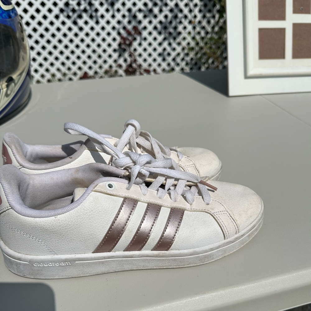 Adidas White and rose gold sneakers